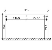 Carport simple SKAN HOLZ Vogtland avec ancrages pour poteaux 300x541 cm gris ardoise