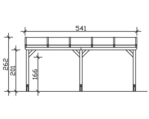 Schéma technique d''un abri de terrasse avec dimensions.