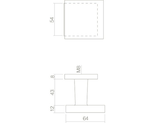 Dessin technique d''un bouton de meuble avec cotations