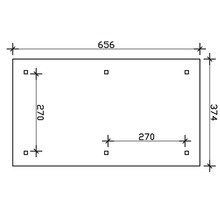 Carport simple SKAN HOLZ Taunus avec ancrages pour poteaux 374x656 cm chêne clair-thumb-3