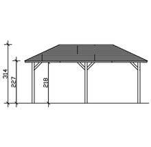 Carport simple SKAN HOLZ Taunus avec ancrages pour poteaux 374x656 cm chêne clair