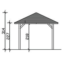 Carport simple SKAN HOLZ Taunus avec ancrages pour poteaux 374x656 cm chêne clair-thumb-2