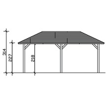 Carport simple SKAN HOLZ Taunus avec ancrages pour poteaux 374x656 cm noyer