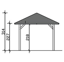 Carport simple SKAN HOLZ Taunus avec ancrages pour poteaux 374x656 cm noyer