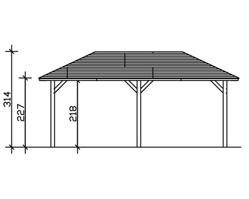 Image d''un pavillon de jardin avec des indications de hauteur