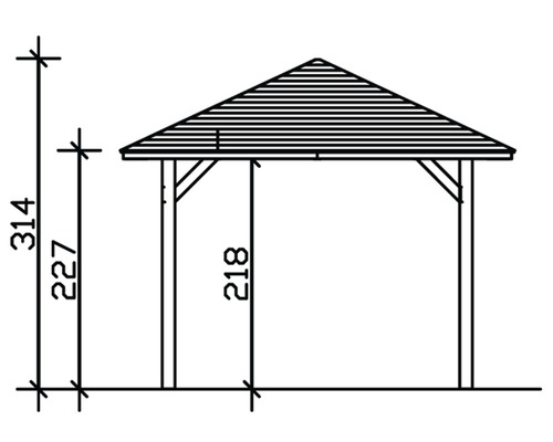 Schéma technique d''un pavillon avec indication de la hauteur