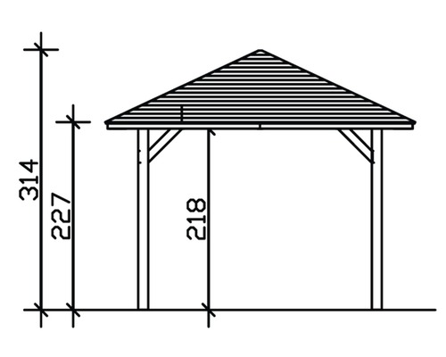 Dessin d''un pavillon avec indications de dimensions