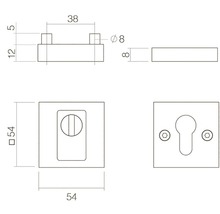 Rosace de protection carrée acier inoxydable pour cylindre profilé hxl 54/54 mm 1 paire-thumb-1