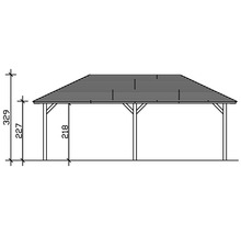 Schéma technique d''un pavillon avec indications de hauteur