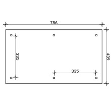 Dessin technique avec les dimensions 786 et 439.