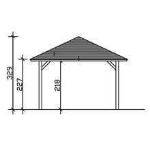 Carport simple SKAN HOLZ Taunus avec ancrages pour poteaux 439x786 cm noyer