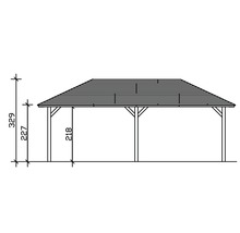Carport simple SKAN HOLZ Taunus avec ancrages pour poteaux 439x786 cm noyer