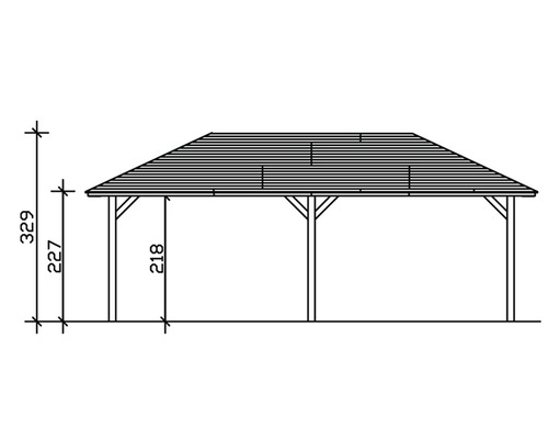 Dessin technique d''un pavillon avec des dimensions