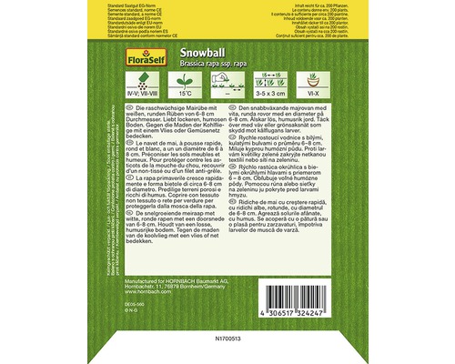 Sachet de graines de navets de printemps Snowball FloraSelf