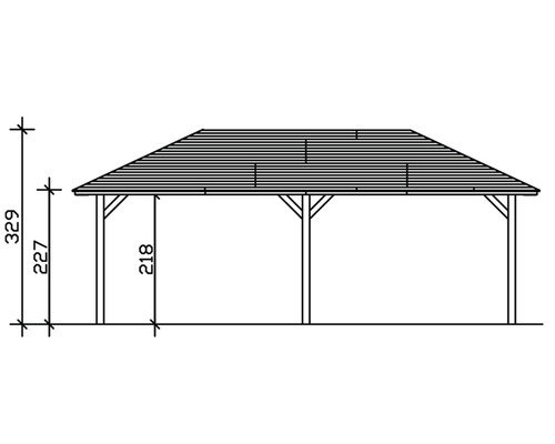 Dessin technique d''un pavillon avec dimensions