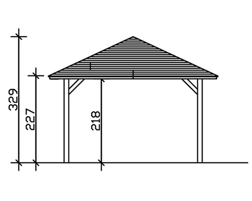Schéma technique d''un pavillon avec indication de la hauteur