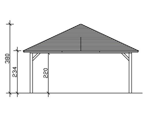 Dessin technique d''un pavillon avec dimensions
