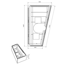 Schéma technique d''une baignoire avec dimensions
