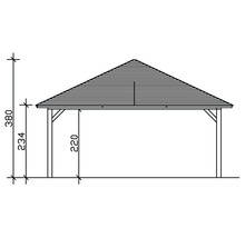 Carport double SKAN HOLZ Taunus avec ancrages pour poteaux 634x634 cm gris ardoise