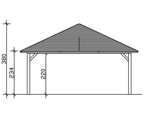 Zeichnung eines Pavillons mit Höhenangaben
