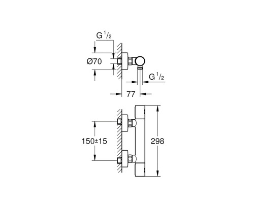 Dessin technique d''un raccord de radiateur avec indications de dimensions