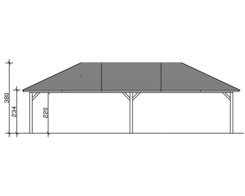 Zeichnung eines Pavillons mit Maßen