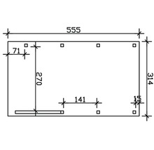 Carport simple SKAN HOLZ Friesland avec une arche et ancrages pour poteaux 314x555 cm noyer
