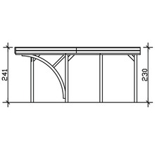 Carport simple SKAN HOLZ Friesland avec une arche et ancrages pour poteaux 314x555 cm noyer