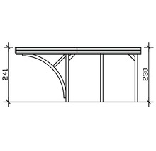 Carport simple SKAN HOLZ Friesland avec 2 arches et ancrages pour poteaux 314x555 cm noyer