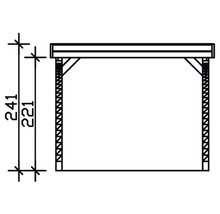 Carport simple SKAN HOLZ Friesland avec 2 arches et ancrages pour poteaux 314x555 cm noyer