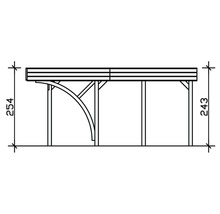 Carport double SKAN HOLZ Friesland avec une arche et ancrages pour poteaux 557x555 cm imprégnés