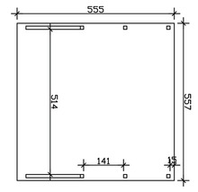Carport double SKAN HOLZ Fliesland avec 2 coudes d'accès et ancrages pour poteaux 557x555 cm imprégné