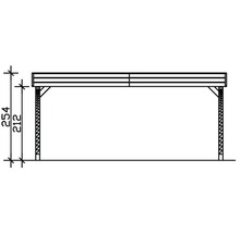 Carport double SKAN HOLZ Fliesland avec 2 coudes d'accès et ancrages pour poteaux 557x555 cm imprégné