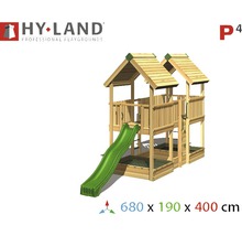 Spielturm Hyland Projekt 4 Holz mit Sandkasten, Rutsche grün