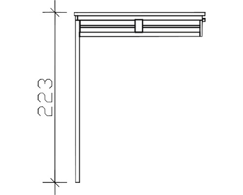 Dessin technique d''une table murale d''une hauteur de 223 centimètres