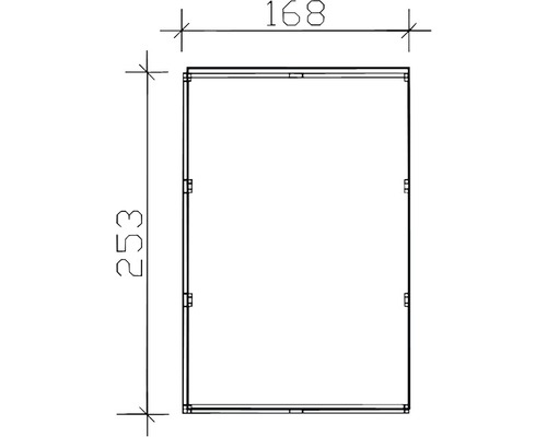 Schéma technique d''un rectangle mesurant 168 sur 253.