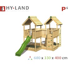 Spielturm Hyland Projekt 6 Holz mit Sandkasten, Kletterwand, Rutsche grün