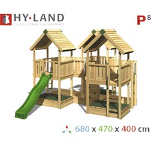 Spielturm Hyland Projekt 8 Holz mit Sandkasten, Kletterwand, Rutsche grün