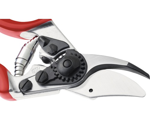 Gartenschere mit Stahlklinge und rotem Griff