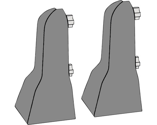 Deux pieds de glissières de sécurité gris avec vis