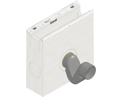 Paroi en béton avec raccord de siphon pour applications sanitaires