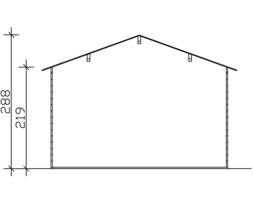Dessin technique d''une remise avec indications de hauteur