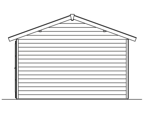 Dessin d''un abri de jardin avec toit à deux pans et bardage horizontal en bois