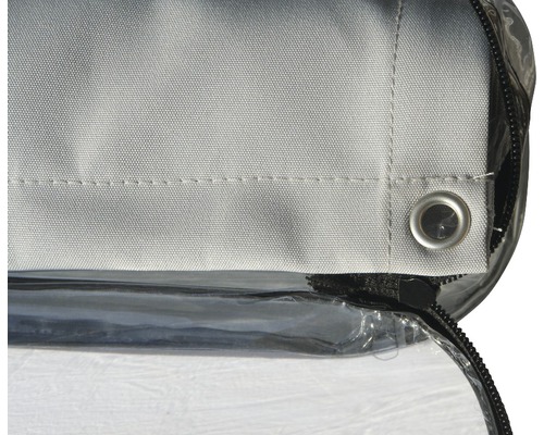 Vue détaillée d''une housse de protection avec oeillet et fermeture éclair