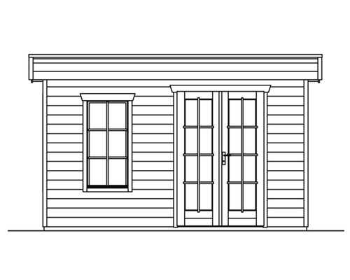 Illustration d''un abri de jardin avec fenêtre et porte double