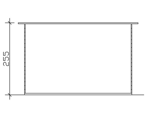Technische Zeichnung eines Regals mit Maßangabe 255