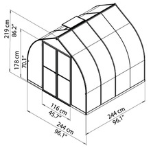 Serre Palram – Canopia Bella 8x8 panneaux alvéolés 6 mm 244 x 244 cm alu