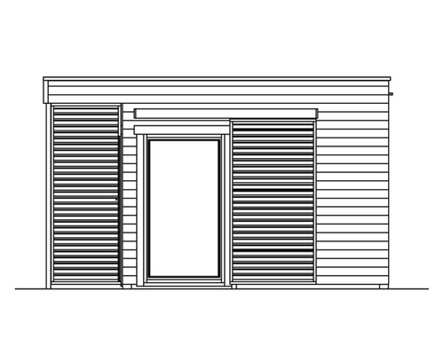 Illustration d''une cabane de jardin avec porte et volets