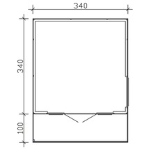 Plan d''un pavillon de jardin avec des dimensions de 340 x 340 x 100 cm