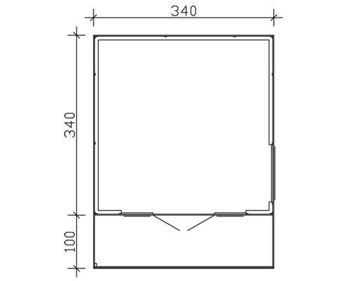 Plan d''un pavillon de jardin avec des dimensions de 340 x 340 x 100 cm